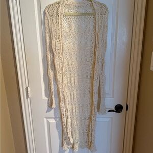 Elegant Cream Open-Knit Women's Sweater